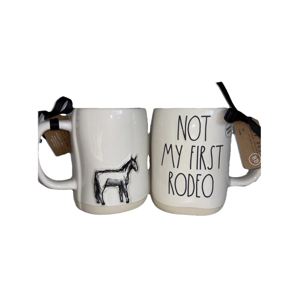 Rae Dunn “Not My First Rodeo” Horse Coffee Mug Farmhouse Double Sided NEW